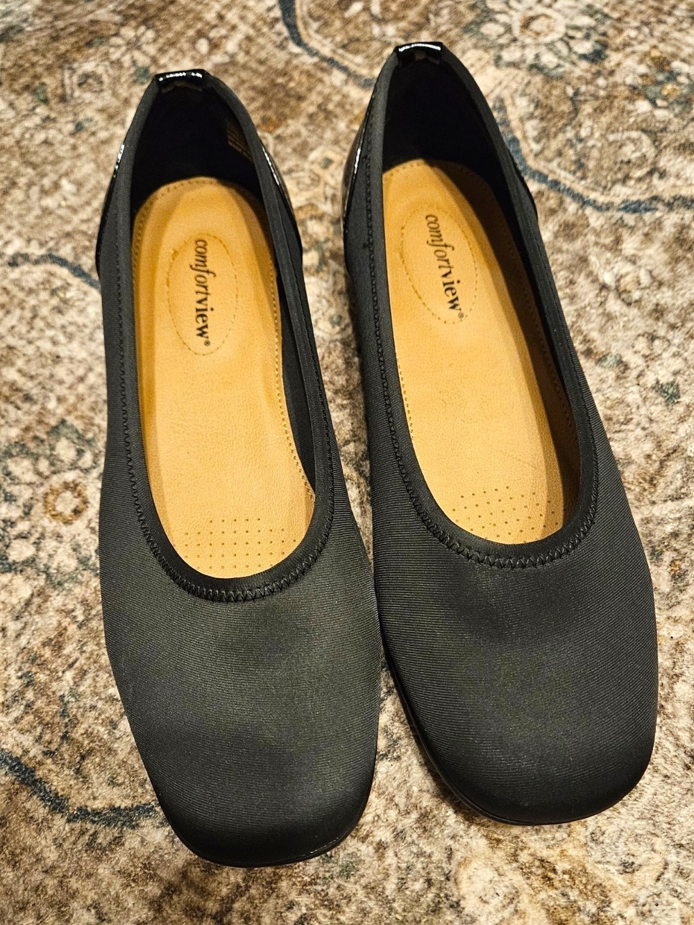 Comfortview Black Women's Slip-On Ballet Flats